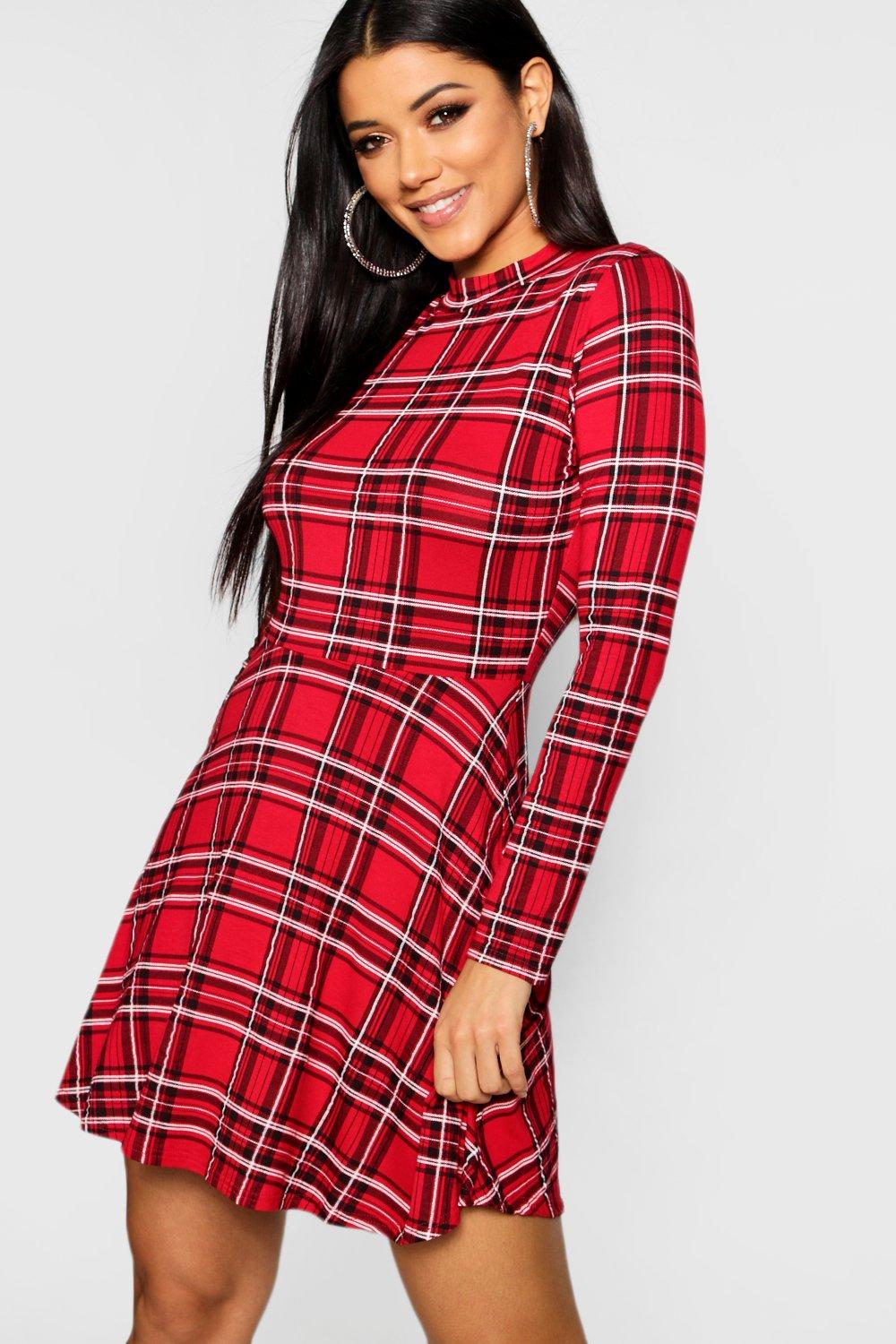 tartan fit and flare dress